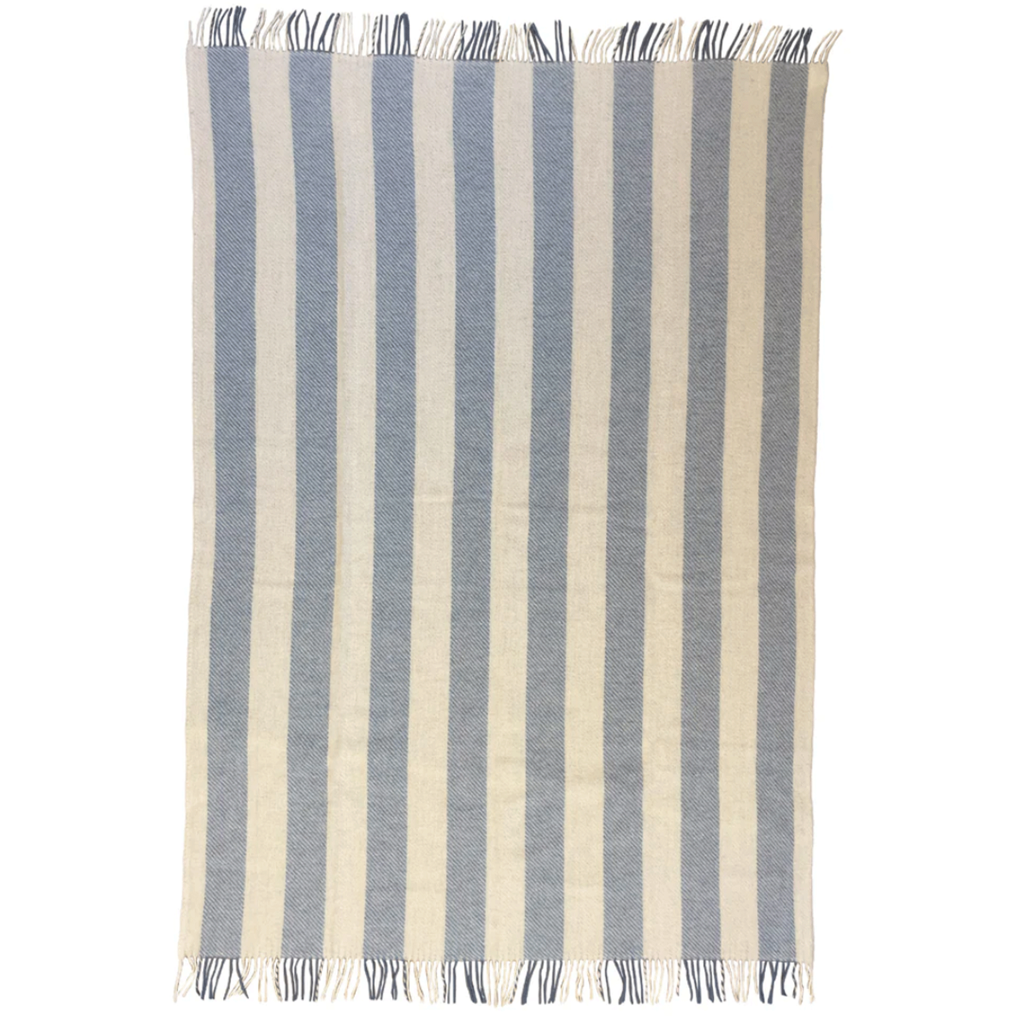 Klippan Gotland wool throw with vertical stripes in blue and white
