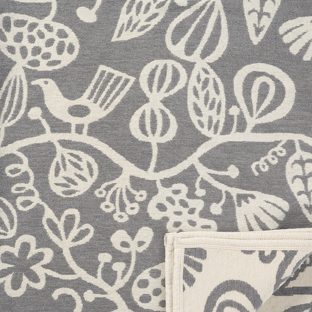 Klippan's Botanical garden cotton blanket showing close up of texture