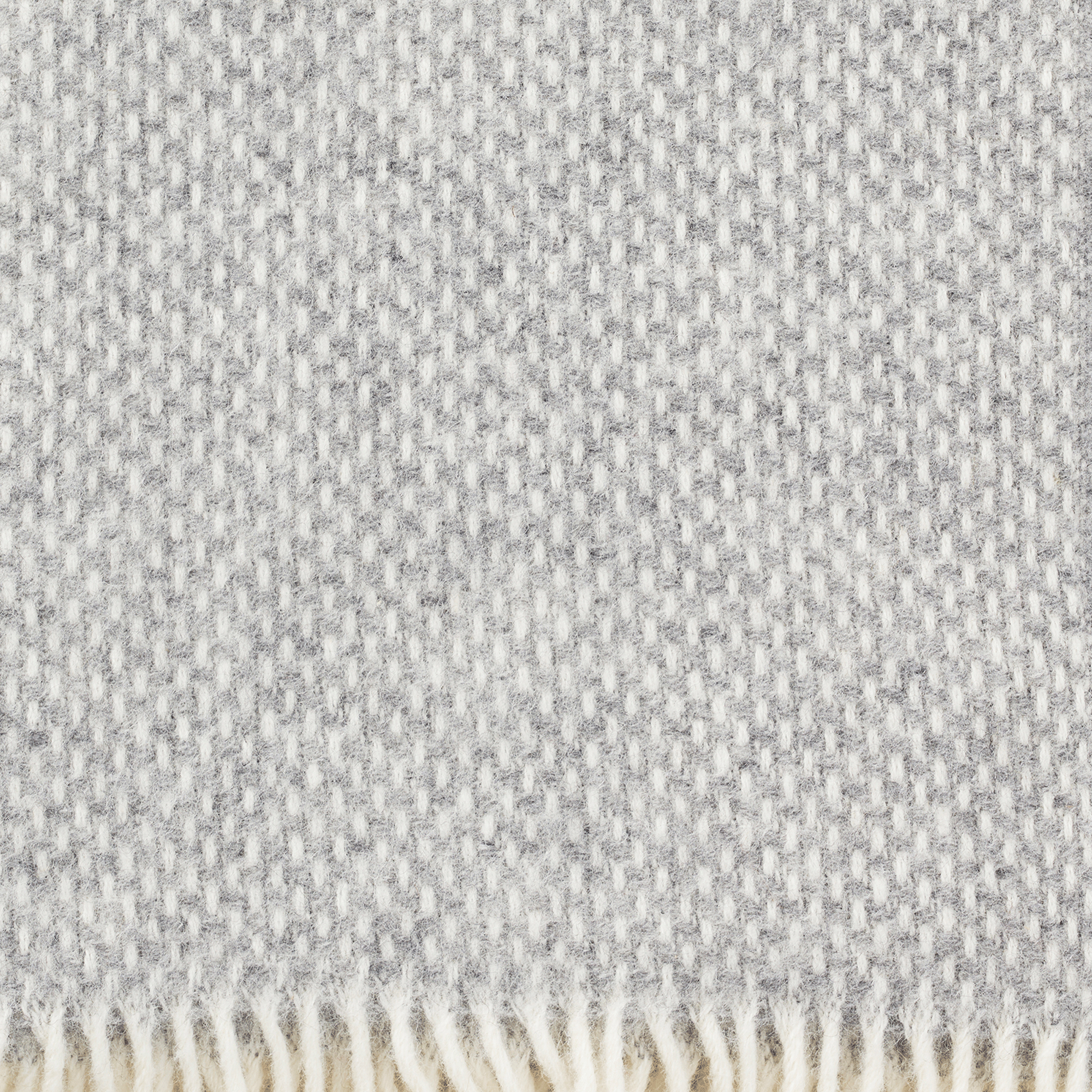 Close up of Preppy grey lambswool throw showing the beautiful weave