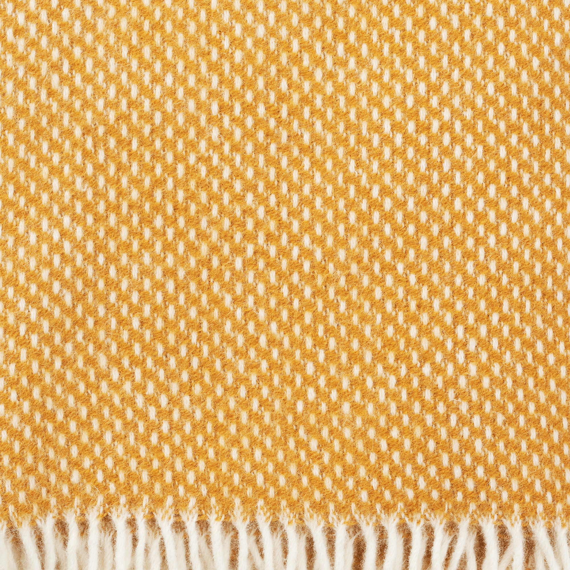 Close up of Klippan Preppy Mustrad lambswool throw showing the weave