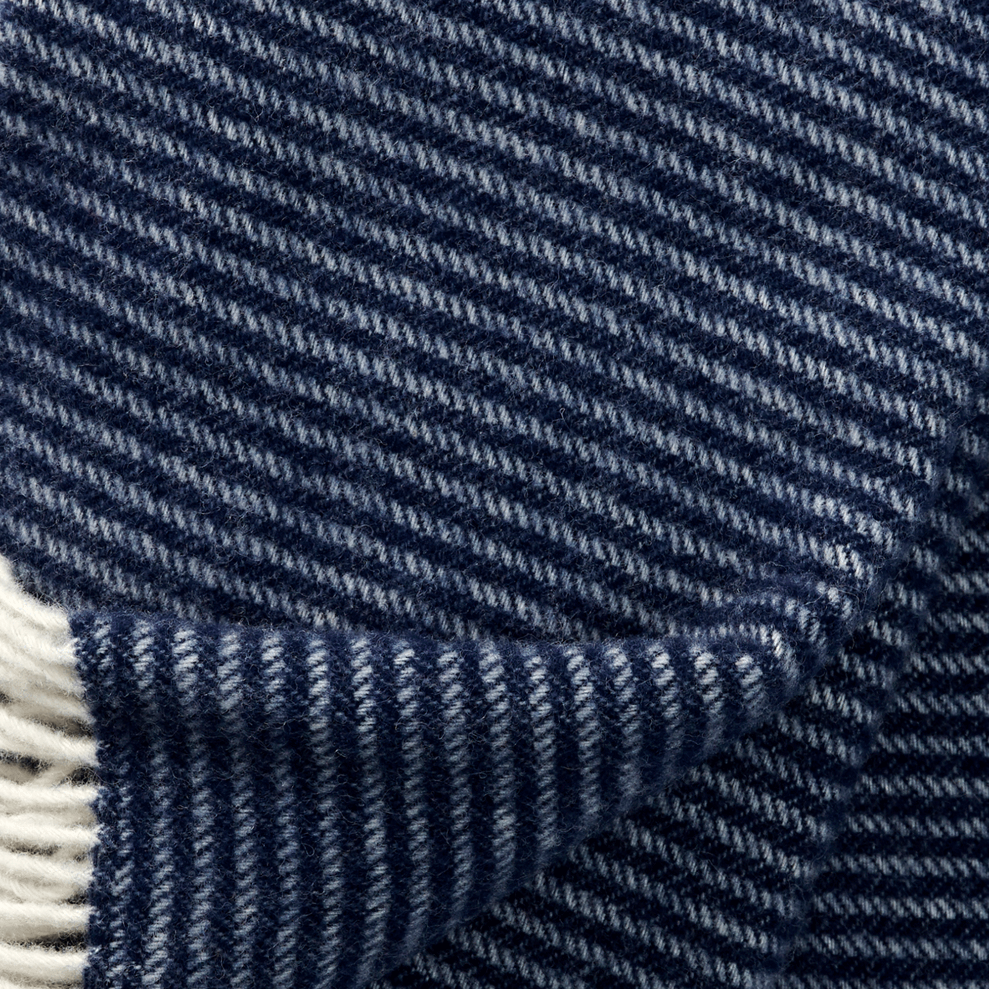 Close up of Ralph Navy lambswool throw