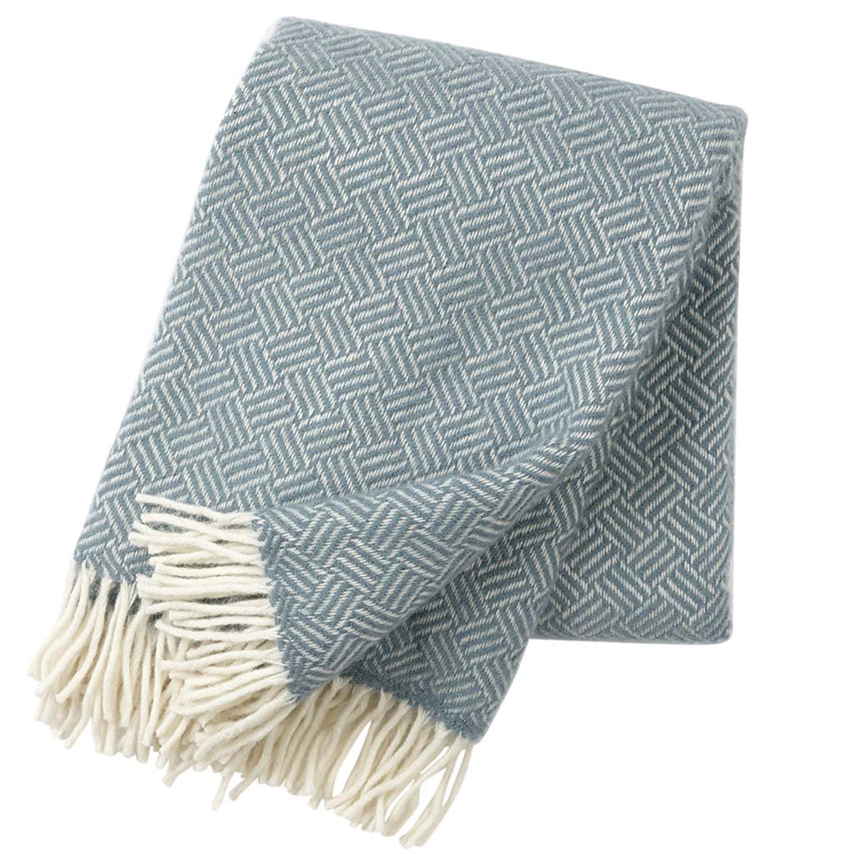 Samba lambswool throw in a blue grey colour Klippan Homestore