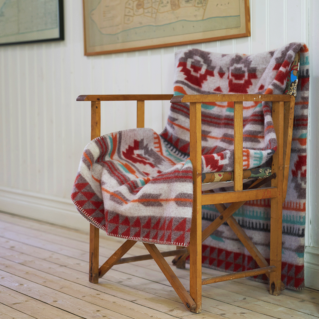 Klippan rrow blanket on a chair