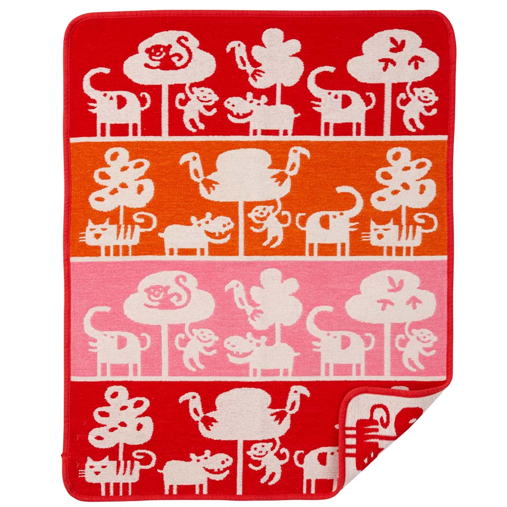 Safari Red Cotton Chenille Blanket - Northlight Homestore