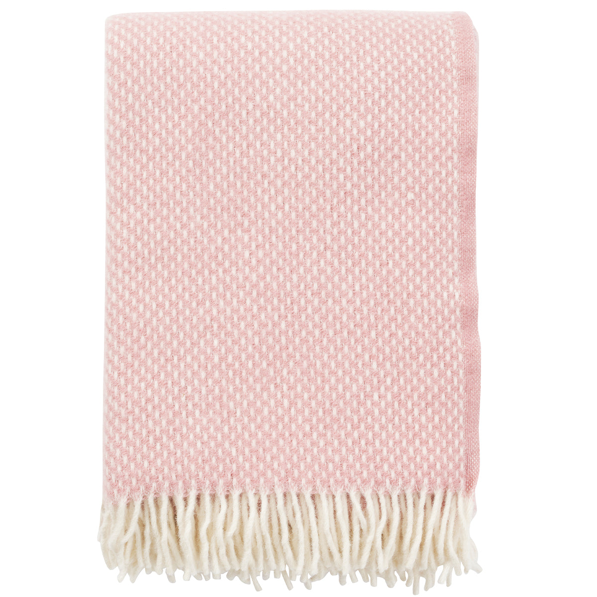 Preppy misty rose pink lambswool throw from Klippan